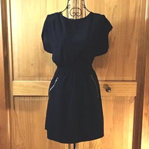 Black Short Sleeve Cinch Wasted Dress